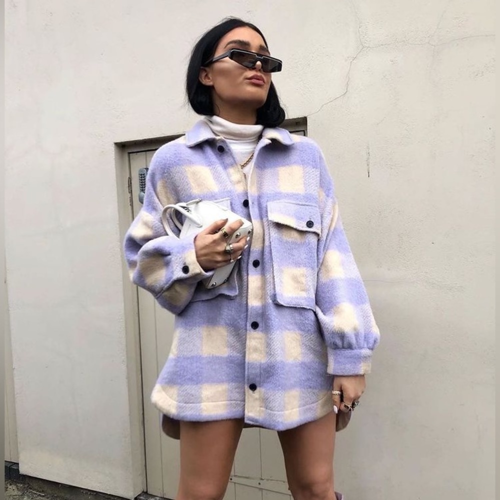 Zara Purple Plaid Overshirt